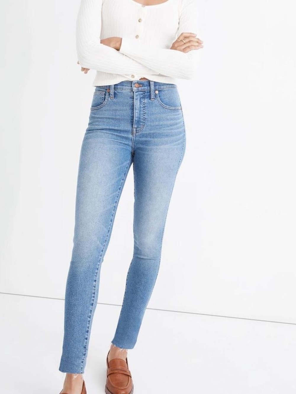 Madewell 10" High-Rise Skinny Jeans Light Wash Cropped — Size 28